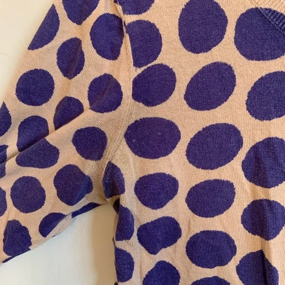 LOFT Preppy Polka Dot 3/4 Sleeve Purple Button Up Cardigan Women’s Size Small - Picture 3 of 6